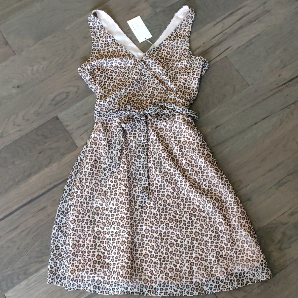 A New Day Laopard Print Tie Waist Dress